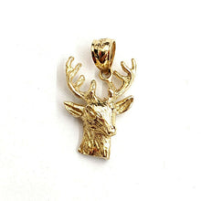 Load image into Gallery viewer, 14k yellow Gold deer buck male head wild Animal Pendant charm gift jewelry 2g
