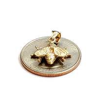 Load image into Gallery viewer, 14k yellow Gold solid honey bee 3D Pendant charm gift fine jewelry 1.5g
