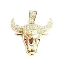 Load image into Gallery viewer, 10k yellow Gold Taurus bull zodiac Pendant cubic zirconia fine gift jewelry 4.6g
