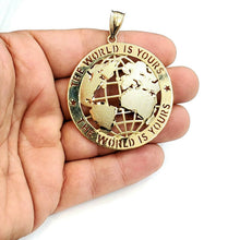 Load image into Gallery viewer, 10k yellow gold round globe planet earth world map pendant fine gift 1.94" 10.4g
