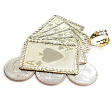 Load image into Gallery viewer, New 10k yellow solid Gold playing card Pendant charm casino fine jewelry 22.6g
