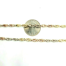 Load image into Gallery viewer, 14K 3 color gold 3.5mm Turkish chain diamond cut Necklace fine jewelry 24" 20.6g
