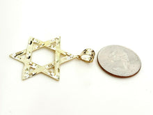 Load image into Gallery viewer, 14k yellow gold star of David Jewish Israel charm pendant religious jewelry 4.4g
