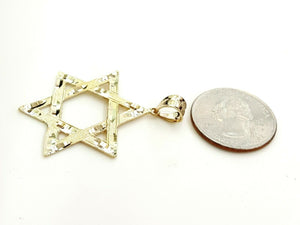 14k yellow gold star of David Jewish Israel charm pendant religious jewelry 4.4g