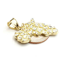 Load image into Gallery viewer, 10k yellow gold nugget Africa continent outline map pendant charm jewelry 3.3g
