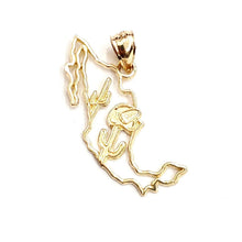 Load image into Gallery viewer, 14k yellow gold Mexico outline map pendant charm gift fine jewelry unisex 1.2g
