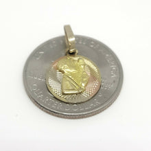 Load image into Gallery viewer, 10k 3 color gold round boy holy first communion pendant charm jewelry 0.51" 1g
