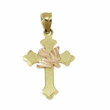 Load image into Gallery viewer, New 14k gold cross espirito Santos pendant fine religious jewelry fine gift 1.4g
