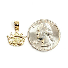 Load image into Gallery viewer, 14k yellow Gold Tiny Queen Crown Tiara Pendant charm gift fine jewelry 1.1g
