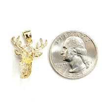 Load image into Gallery viewer, 14k yellow Gold deer buck male head Hunting Pendant charm gift  jewelry 1.9g
