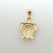 Load image into Gallery viewer, New 14k yellow gold turtle full body pendant charm diamond cut fine jewelry 1.7g
