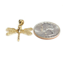 Load image into Gallery viewer, New 14k yellow gold dragonfly Pendant charm gift fine jewelry 1.7g
