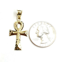 Load image into Gallery viewer, 10k yellow gold Egyptian ankh cross pendant charm fine religious jewelry 1.6g
