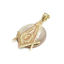 Load image into Gallery viewer, 10k yellow Gold Freemason Masonic Pendant charm gift religious jewelry 2.8g
