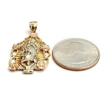 Load image into Gallery viewer, 14k 3 color gold virgin Mary Guadalupe pendant charm gift religious jewelry 4.4g
