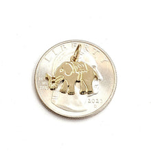 Load image into Gallery viewer, 14k yellow Gold tiny elephant Pendant charm unisex good luck fine jewelry 0.8g
