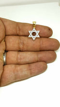 Load image into Gallery viewer, 14k yellow gold star of David Israel pendant cubic zirconia fine jewelry 1.7g
