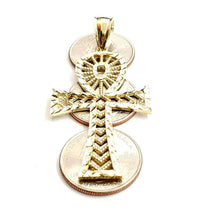 Load image into Gallery viewer, New 10k yellow gold Egyptian ankh cross pendant charm diamond cut religious 6g
