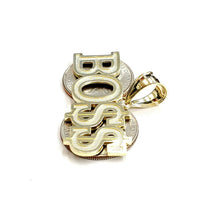 Load image into Gallery viewer, New 10k yellow Gold Boss dollar sign word Pendant charm fine gift jewelry 6.4g
