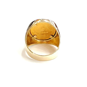 14K Gold plain men's coin ring size 10 13.5g 5 dollars 1/10 oz 22k American eagle