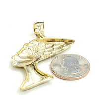 Load image into Gallery viewer, 10k yellow solid Gold Egyptian queen Nefertiti head Pendant fine jewelry 6.4g
