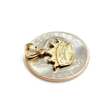 Load image into Gallery viewer, 14k yellow Gold Tiny Queen Crown Tiara Pendant charm gift fine jewelry 1.1g
