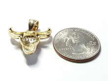 Load image into Gallery viewer, 10k yellow Gold Taurus bull zodiac Pendant charm zirconia fine gift jewelry 3g
