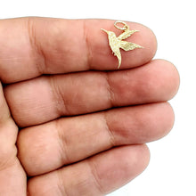 Load image into Gallery viewer, 14k yellow Gold tiny hummingbird Pendant charm fine gift jewelry for her 0.5g
