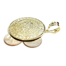 Load image into Gallery viewer, 10k yellow Gold solid Aztec Mayan sun calendar Azteca pendant gift 2.08" 18.2g

