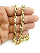 Load image into Gallery viewer, New 10K yellow gold 7.75mm Hollow rolo link chain Necklace fine gift 40.2g 26&quot;
