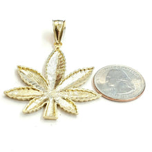 Load image into Gallery viewer, 10k yellow gold marijuana leaf weed pendant charm fine gift medical jewelry 8.2g
