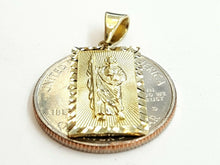 Load image into Gallery viewer, 14k yellow gold rectangular saint Jude juda pendant charm religious gift 2.2g
