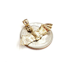 Load image into Gallery viewer, 14k yellow gold 3D bat open wings pendant charm gift fine jewelry polished 2.5g
