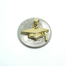 Load image into Gallery viewer, 14k yellow gold graduation hat pendant charm education high school jewelry 1.9g
