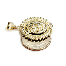 Load image into Gallery viewer, 14k yellow Gold round lion Leo head face Pendant charm gift fine jewelry 4.3g
