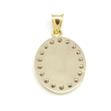 Load image into Gallery viewer, 14k solid yellow gold oval jesus pendant charm cubic zirconia fine jewelry 1.2g
