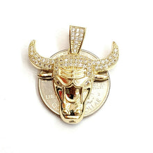 Load image into Gallery viewer, 10k yellow Gold Taurus bull zodiac Pendant cubic zirconia fine gift jewelry 4.6g
