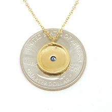 Load image into Gallery viewer, 14k yellow gold 0.17ct diamond sapphire evil eye necklace 18&quot; adjustable chain
