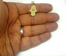 Load image into Gallery viewer, New 14k yellow gold khamsa hamsa hand eye Jewish religious cubic zirconia 2.5g

