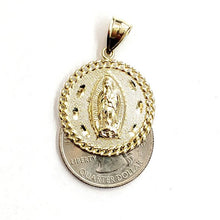 Load image into Gallery viewer, 10k yellow gold round virgin Guadalupe Pendant fine religious jewelry 0.97" 3.7g
