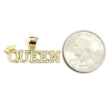 Load image into Gallery viewer, New 10k yellow Gold Queen Crown Tiara Pendant charm gift fine jewelry 1.6g

