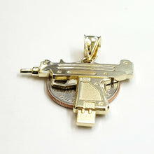 Load image into Gallery viewer, New 10k yellow Gold solid Uzi machine gun Pendant charm fine jewelry unisex 4g
