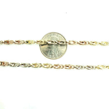 Load image into Gallery viewer, 14K 3 color gold 3.5mm Turkish chain diamond cut Necklace fine jewelry 24" 20.6g
