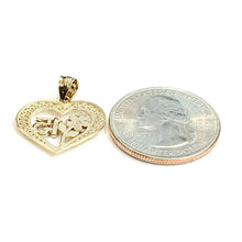 Load image into Gallery viewer, New 14k tri color Gold heart 15 años 15 years Pendant charm fine jewelry 1.6g
