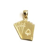 Load image into Gallery viewer, 14k yellow Gold royal flush spade A K Q J 10 poker cards Pendant jewelry 1.5g
