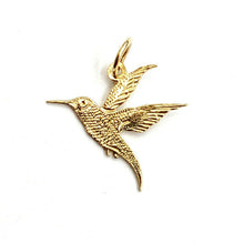 Load image into Gallery viewer, 14k yellow Gold tiny hummingbird Pendant charm fine gift jewelry for her 0.5g
