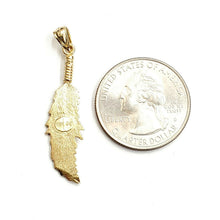 Load image into Gallery viewer, New 14k Yellow Gold solid feather Pendant Unisex gift fine jewelry 2.2g
