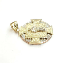 Load image into Gallery viewer, 14k gold two tone saint benedict san benito cross pendant religious jewelry 3.4g

