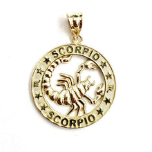 Load image into Gallery viewer, 14k yellow Gold scorpion zodiac sign round Pendant charm fine gift jewelry 2.8g
