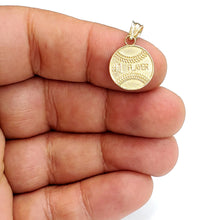 Load image into Gallery viewer, New 10k yellow Gold tiny baseball #1 player Pendant charm sport jewelry 1.1g
